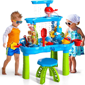 3-Tier Outdoor Sand and Water Playset with Chair