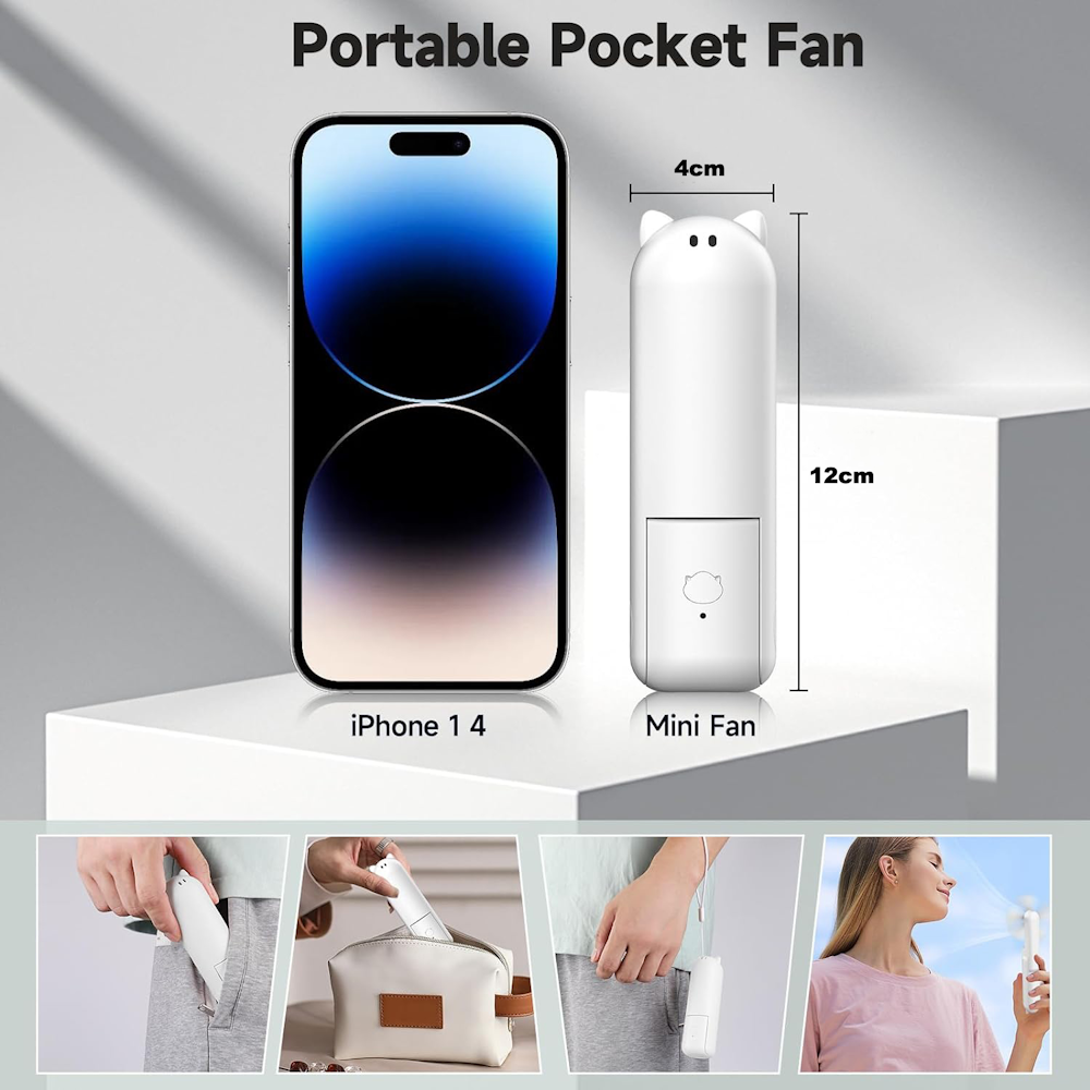Portable Foldable Fan with Power Bank - White