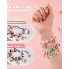 66 pcs. Charm Bracelet Making Kit for Girls - Rainbow
