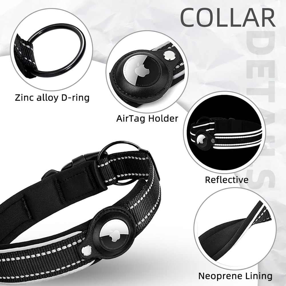 Dog Collar with AirTag Holder Case - XL