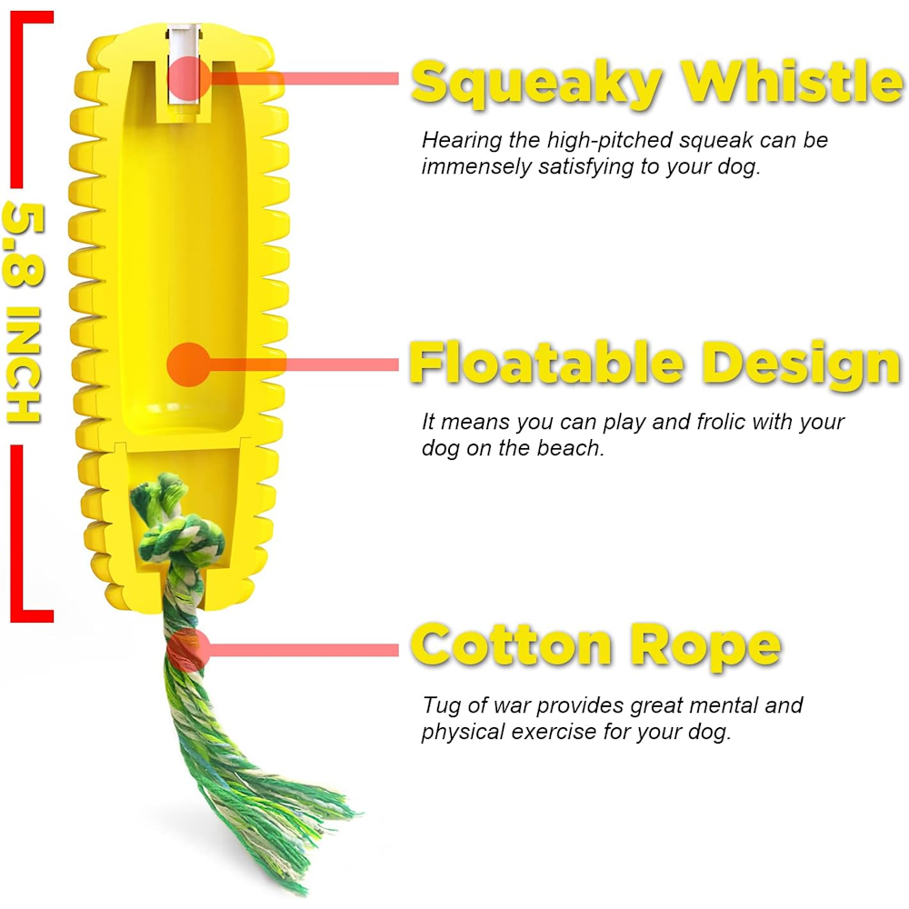 Durable Squeaky Dog Chew Toy - Yellow Corn