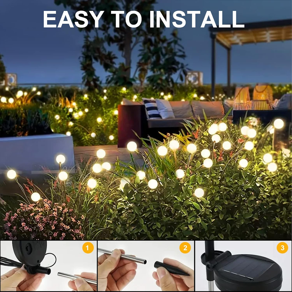 2pk 10-LED Solar Powered Firefly Lights