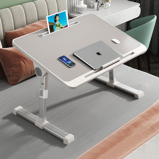 Adjustable Laptop Bed Table with Heights and Angles - Gray
