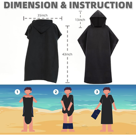 Changing Robe Towel with Hood - Black